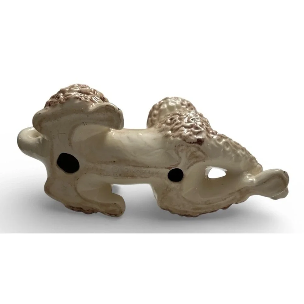 Ceramic Poodle Large White Brown 1960's Atlantic Mold 11